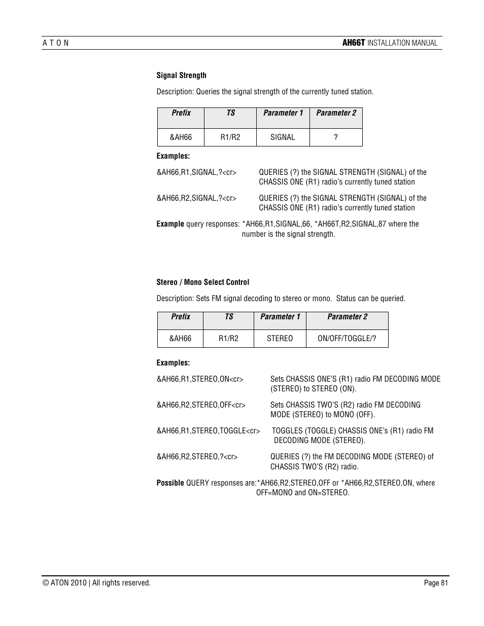 ATON AH66T User Manual | Page 82 / 90