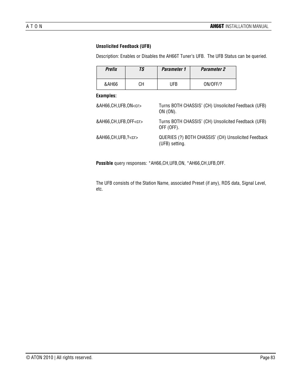 ATON AH66T User Manual | Page 84 / 90