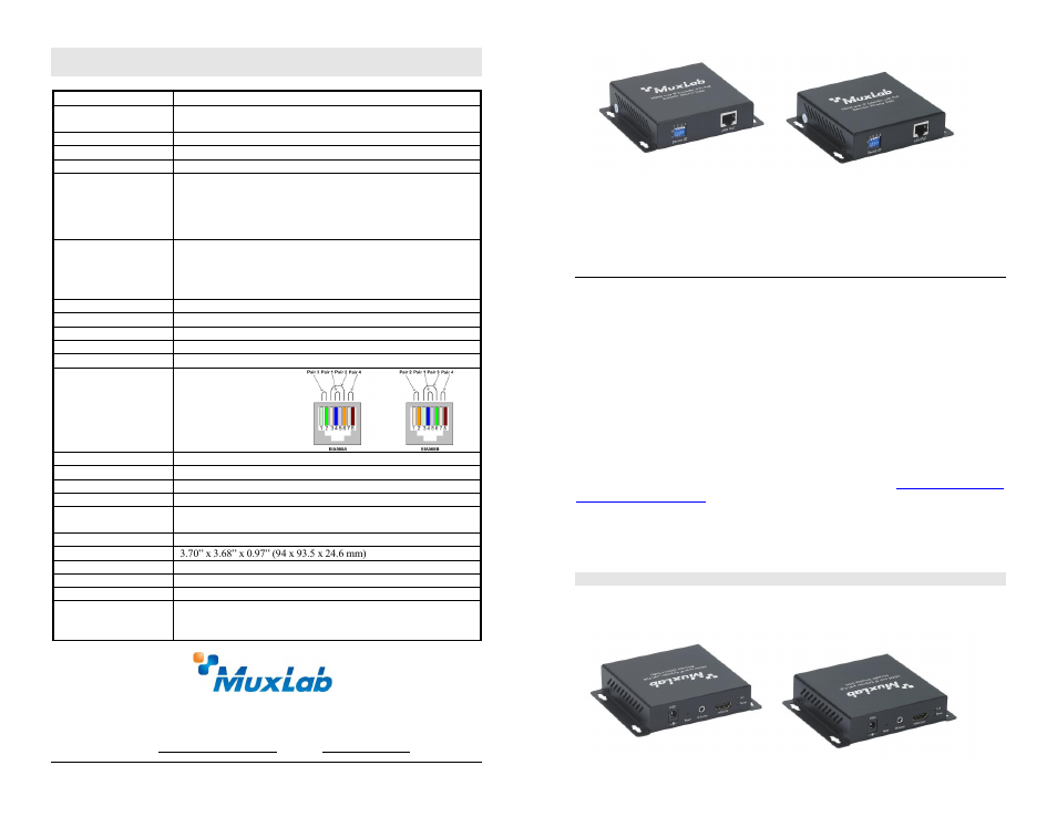 Muxlab HDMI over IP Extender with PoE User Manual | 2 pages