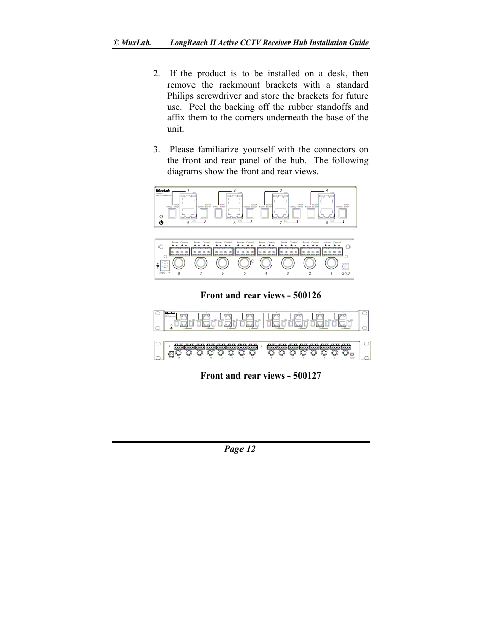 Muxlab LongReach II Active CCTV Receiver Hub User Manual | Page 12 / 20