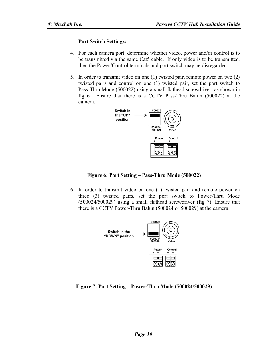 Muxlab Passive CCTV Hub User Manual | Page 10 / 22
