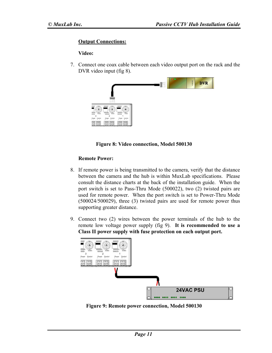 Muxlab Passive CCTV Hub User Manual | Page 11 / 22