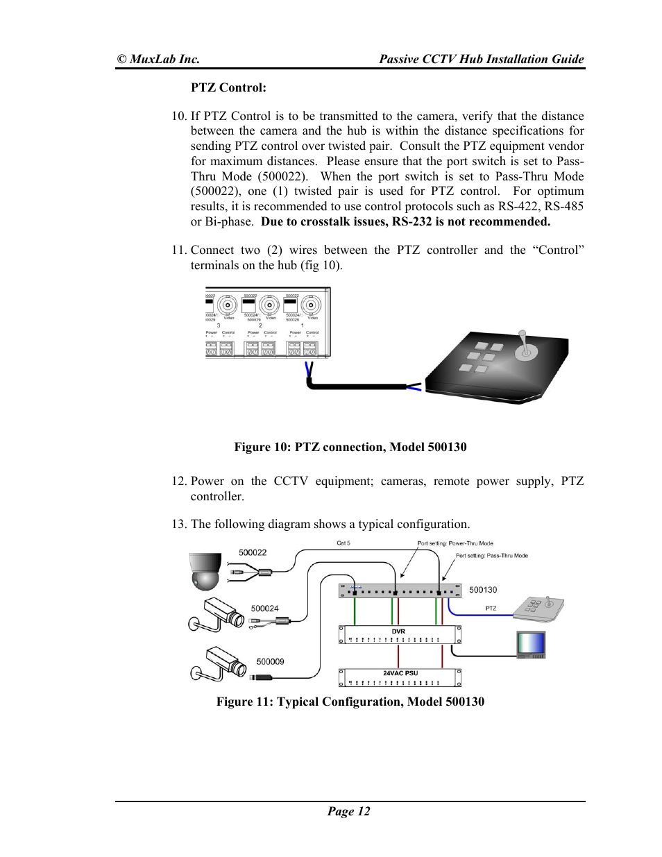 Muxlab Passive CCTV Hub User Manual | Page 12 / 22