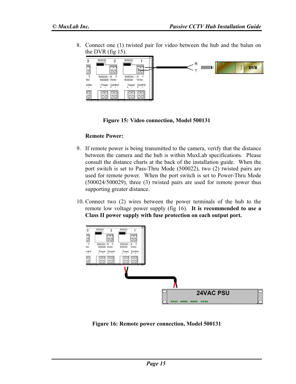 Muxlab Passive CCTV Hub User Manual | Page 15 / 22