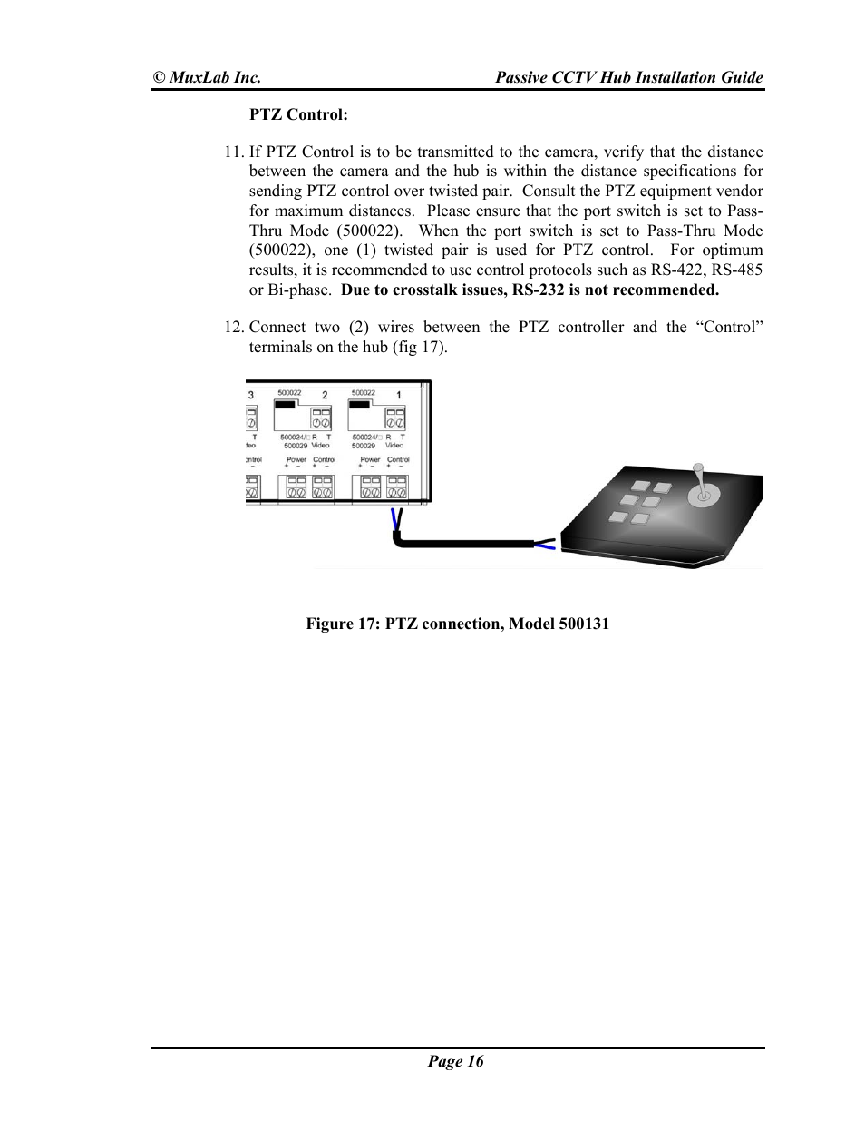 Muxlab Passive CCTV Hub User Manual | Page 16 / 22