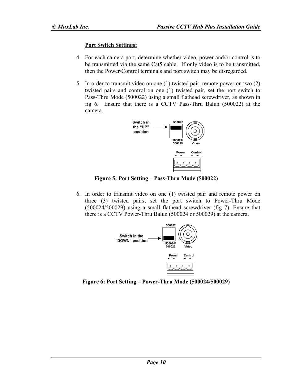 Muxlab Passive CCTV Hub Plus User Manual | Page 10 / 20