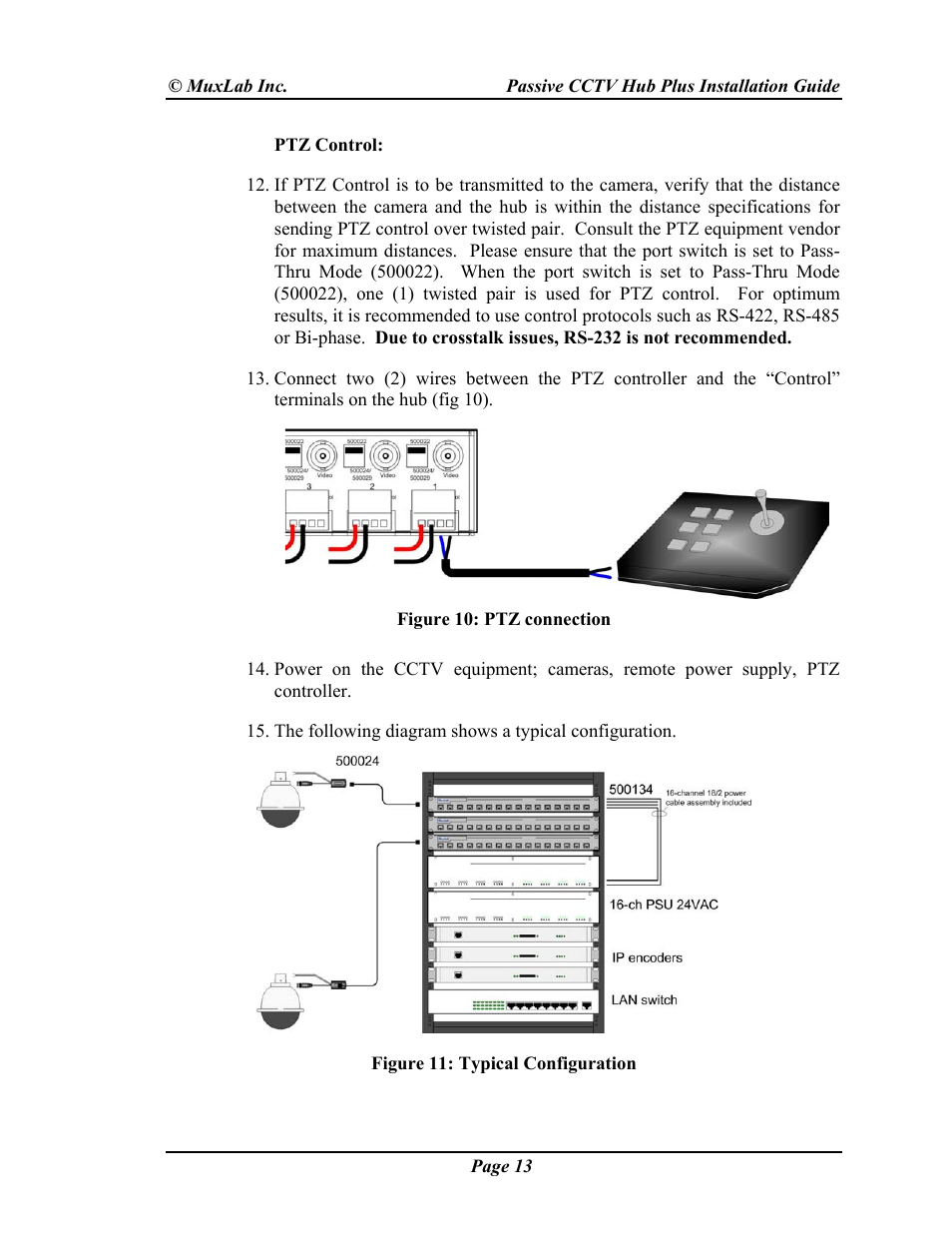 Muxlab Passive CCTV Hub Plus User Manual | Page 13 / 20