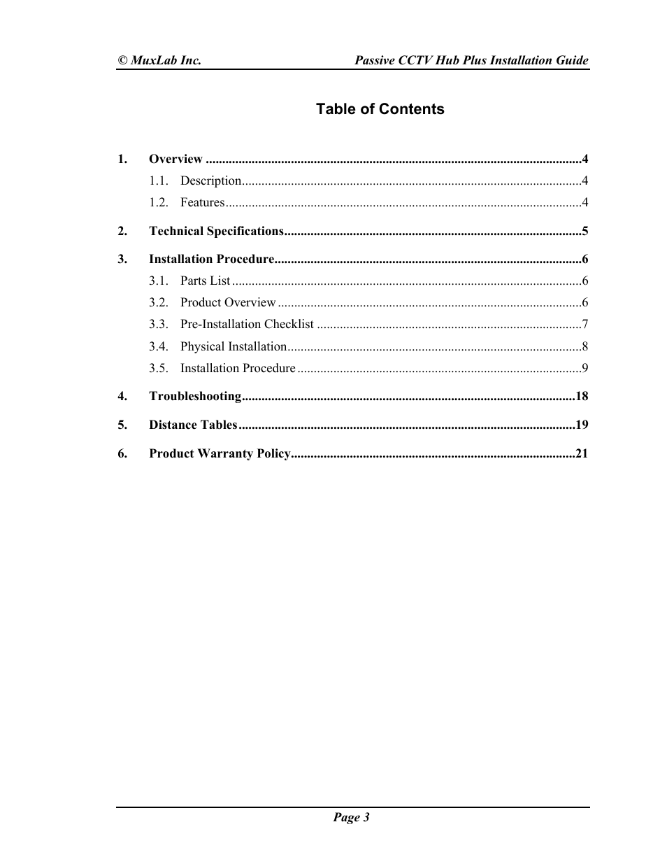 Muxlab Passive CCTV Hub Plus User Manual | Page 3 / 20