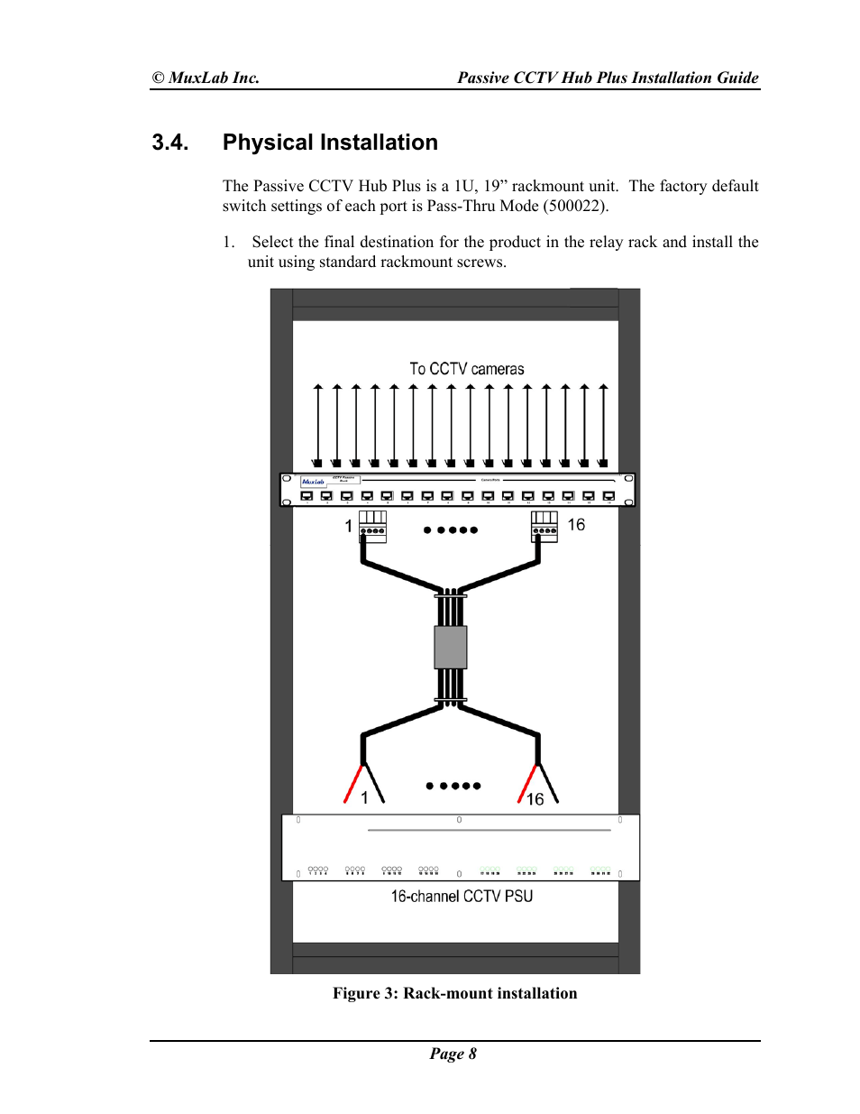Physical installation | Muxlab Passive CCTV Hub Plus User Manual | Page 8 / 20