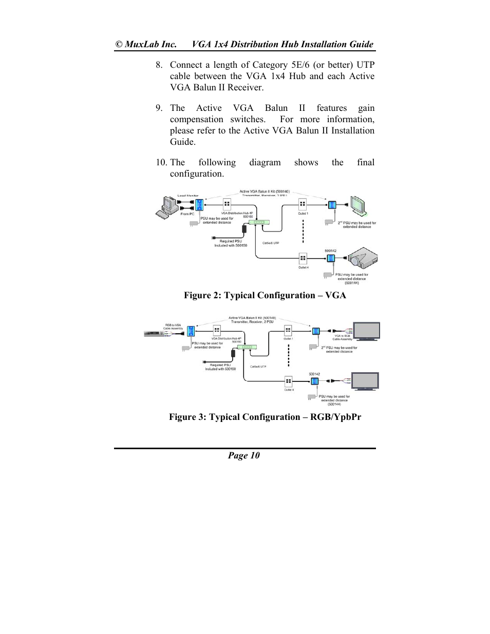 Muxlab VGA 1x4 Hub User Manual | Page 10 / 16