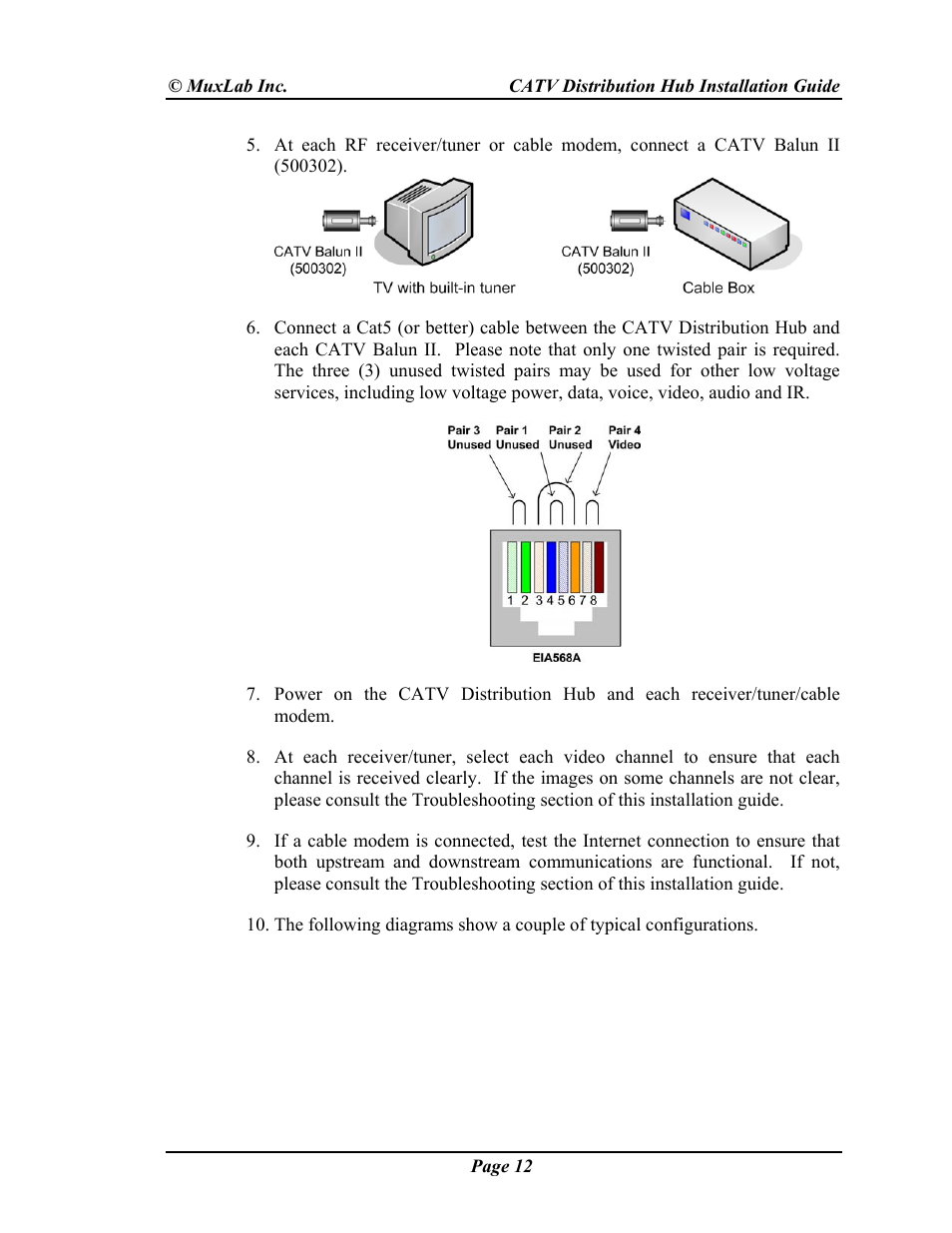 Muxlab CATV Hub User Manual | Page 12 / 16