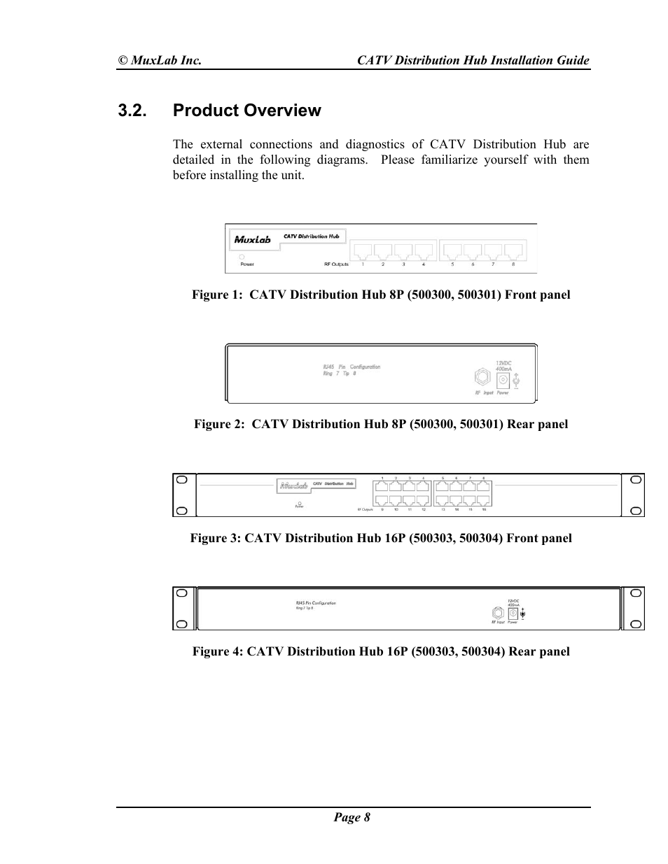 Product overview | Muxlab CATV Hub User Manual | Page 8 / 16