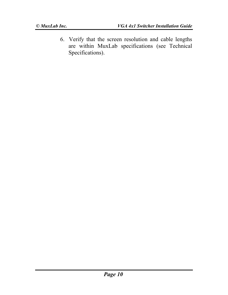 Muxlab VGA 4x1 Switcher User Manual | Page 10 / 32