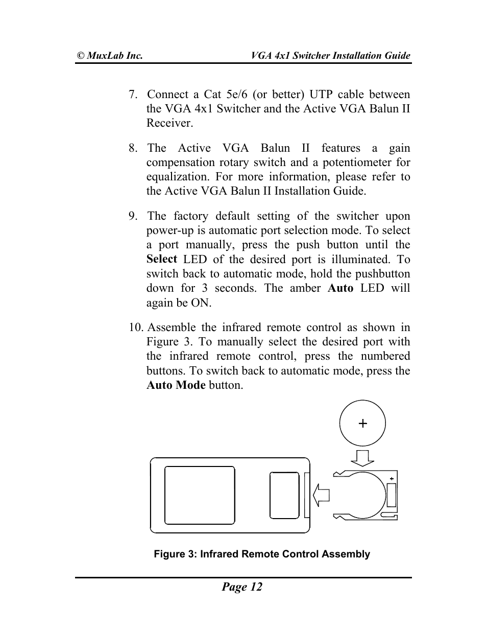 Muxlab VGA 4x1 Switcher User Manual | Page 12 / 32