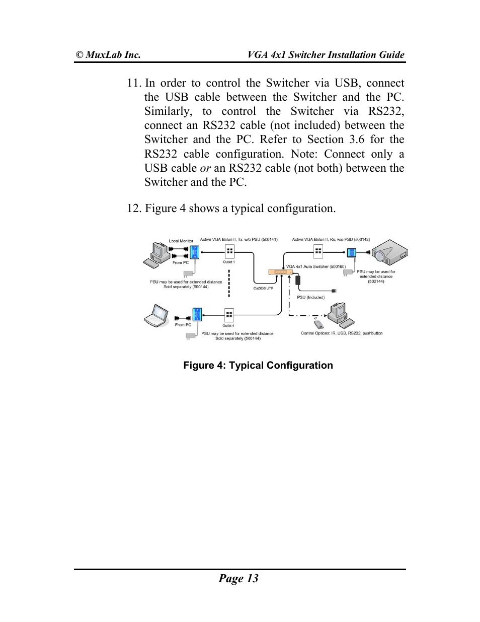 Muxlab VGA 4x1 Switcher User Manual | Page 13 / 32