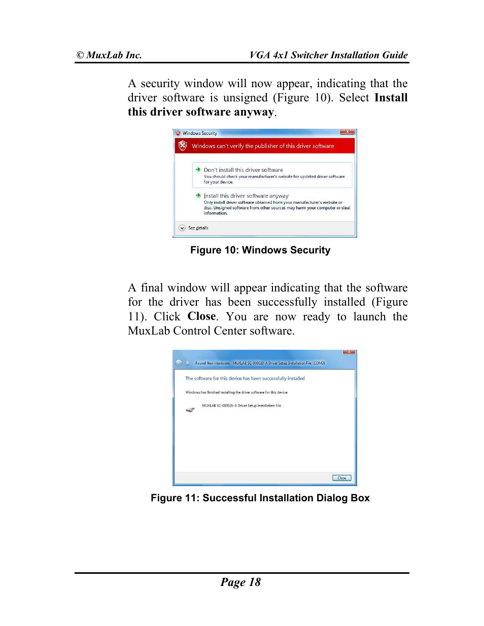 Muxlab VGA 4x1 Switcher User Manual | Page 18 / 32