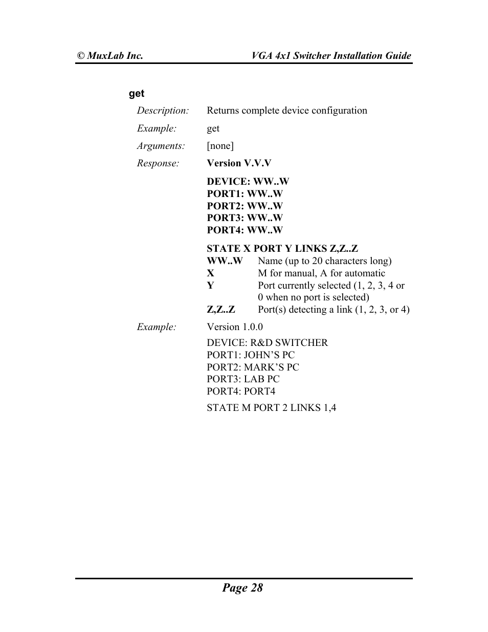 Page 28 | Muxlab VGA 4x1 Switcher User Manual | Page 28 / 32