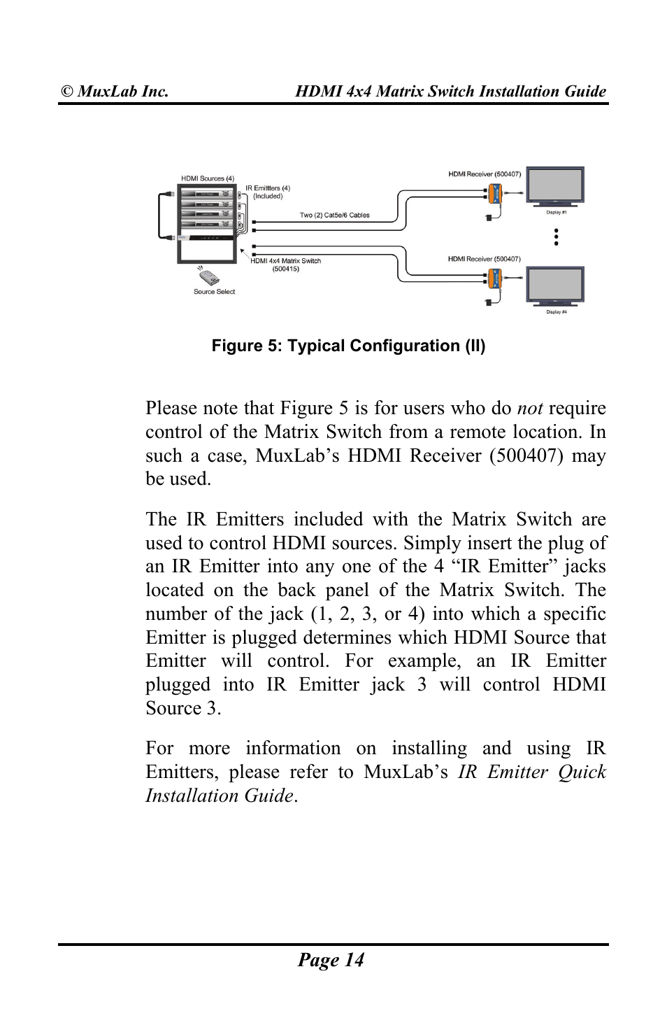 Muxlab HDMI 4x4 Matrix Switch User Manual | Page 14 / 44