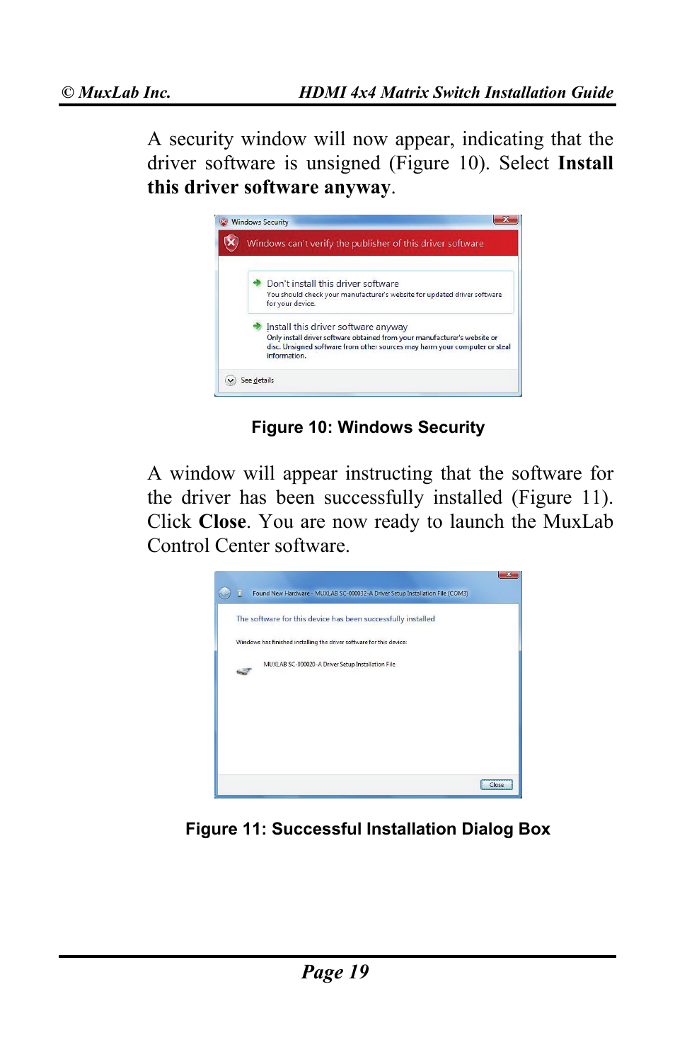 Muxlab HDMI 4x4 Matrix Switch User Manual | Page 19 / 44