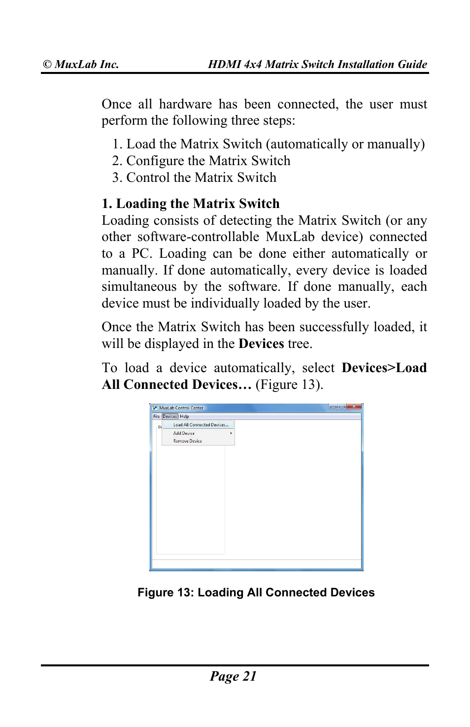 Muxlab HDMI 4x4 Matrix Switch User Manual | Page 21 / 44