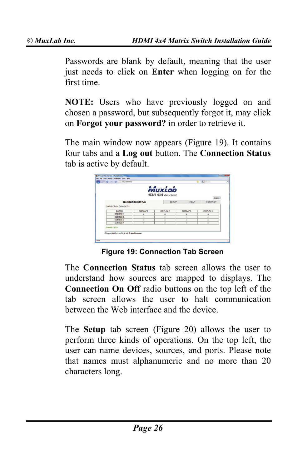 Muxlab HDMI 4x4 Matrix Switch User Manual | Page 26 / 44