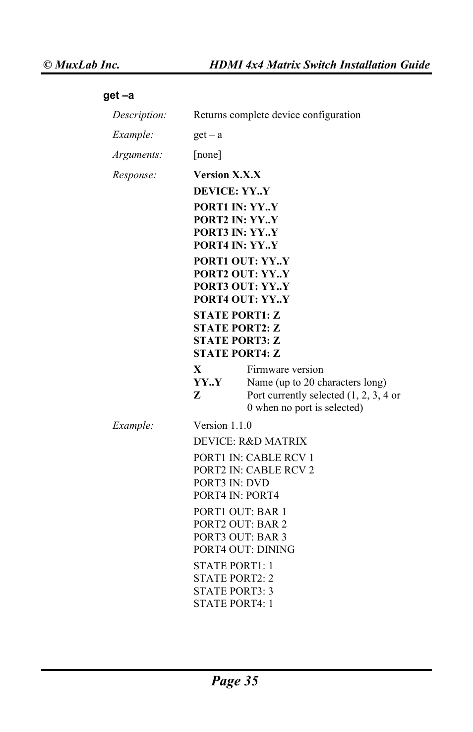 Page 35 | Muxlab HDMI 4x4 Matrix Switch User Manual | Page 35 / 44