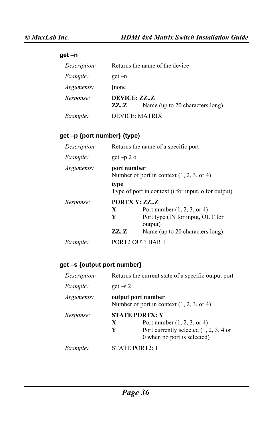 Page 36 | Muxlab HDMI 4x4 Matrix Switch User Manual | Page 36 / 44