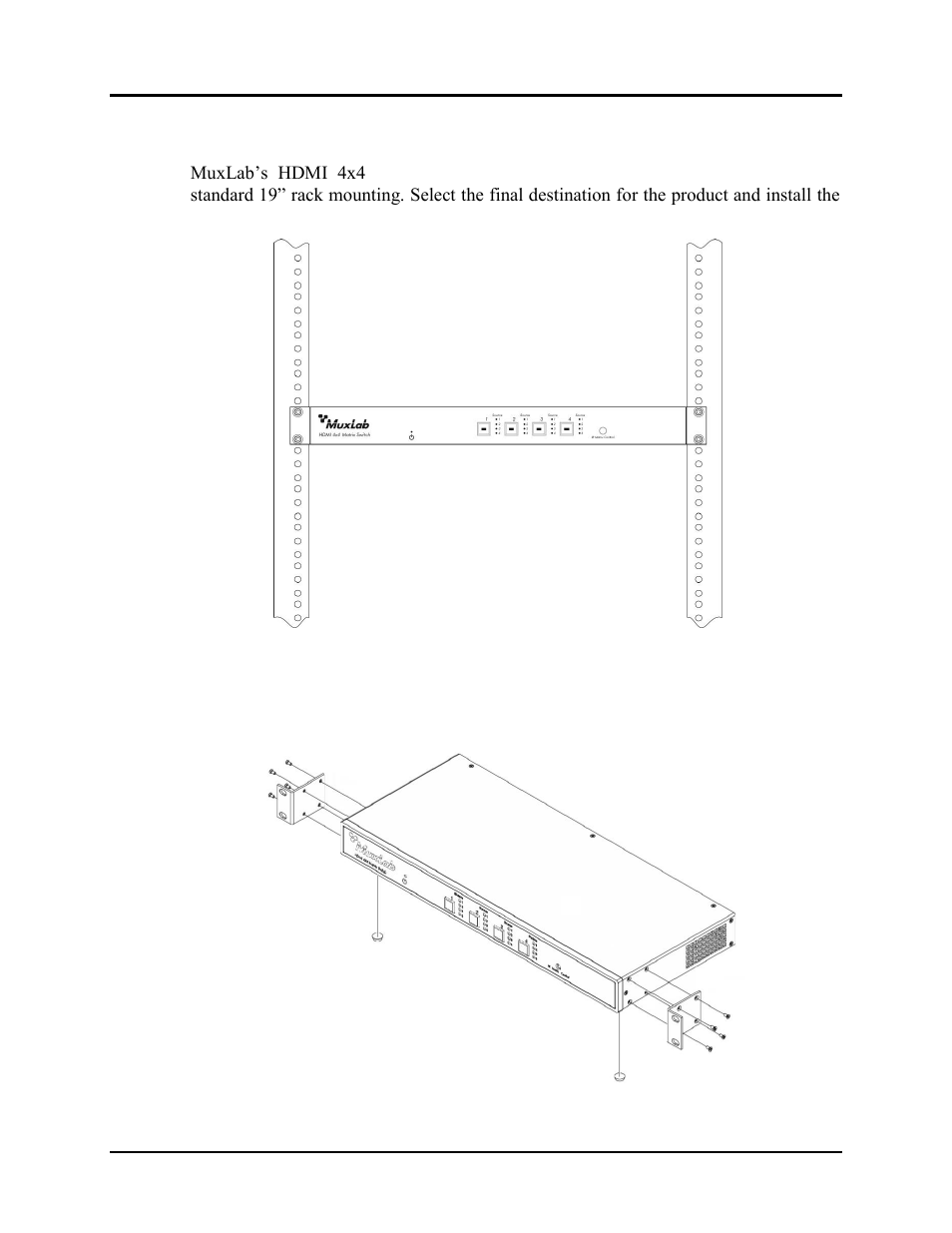 Physical installation | Muxlab HDMI 4×4 Matrix Switch Kit, HDBT, PoE User Manual | Page 10 / 52