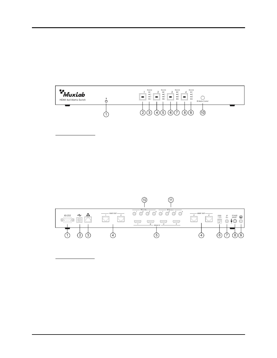 Product overview | Muxlab HDMI 4×4 Matrix Switch Kit, HDBT, PoE User Manual | Page 8 / 52