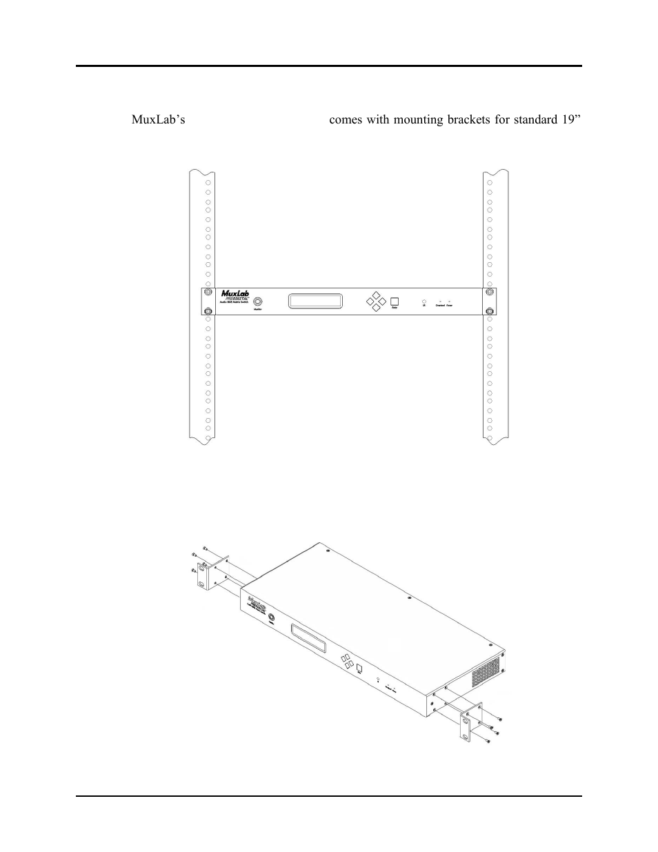 Physical installation | Muxlab 8 x 8 Cat 5e/6 Line Level Audio Matrix Switch User Manual | Page 10 / 47