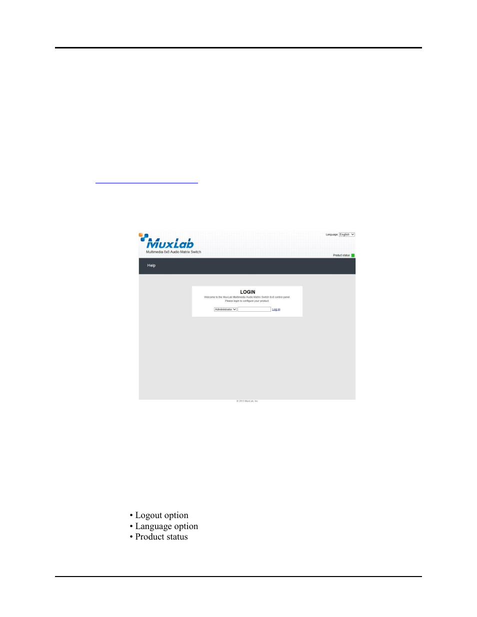 Ethernet web interface | Muxlab 8 x 8 Cat 5e/6 Line Level Audio Matrix Switch User Manual | Page 20 / 47