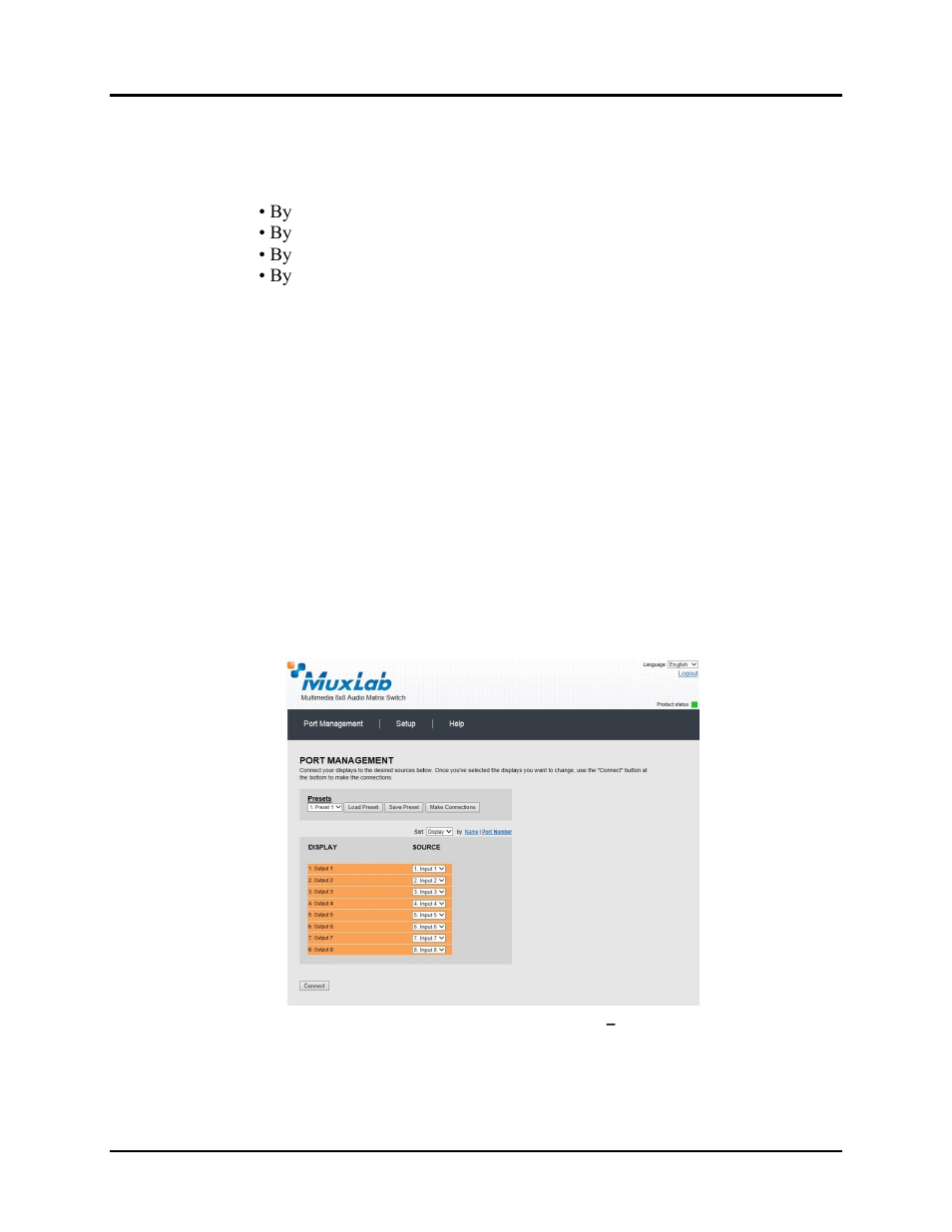 Muxlab 8 x 8 Cat 5e/6 Line Level Audio Matrix Switch User Manual | Page 22 / 47