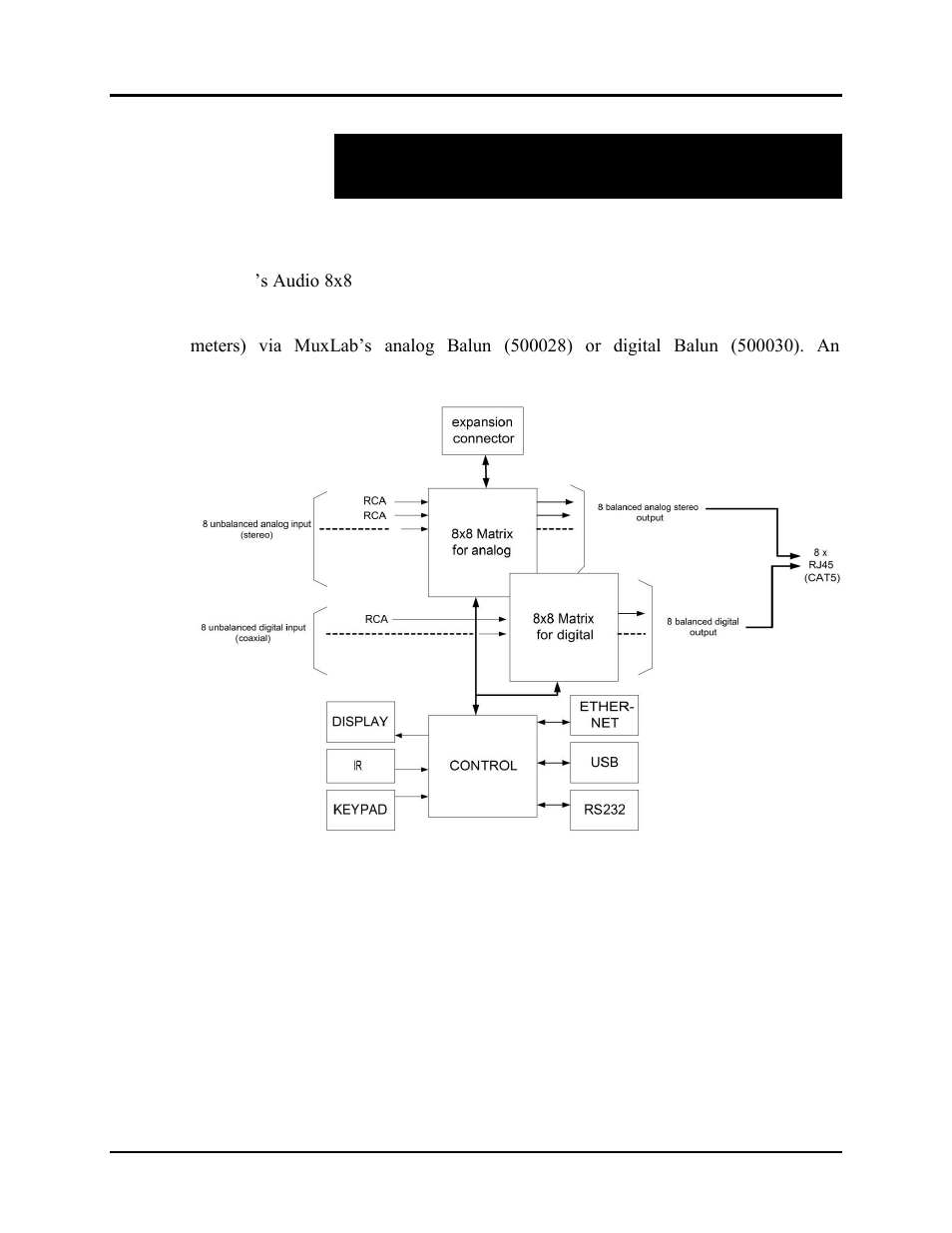 Overview, Description | Muxlab 8 x 8 Cat 5e/6 Line Level Audio Matrix Switch User Manual | Page 4 / 47