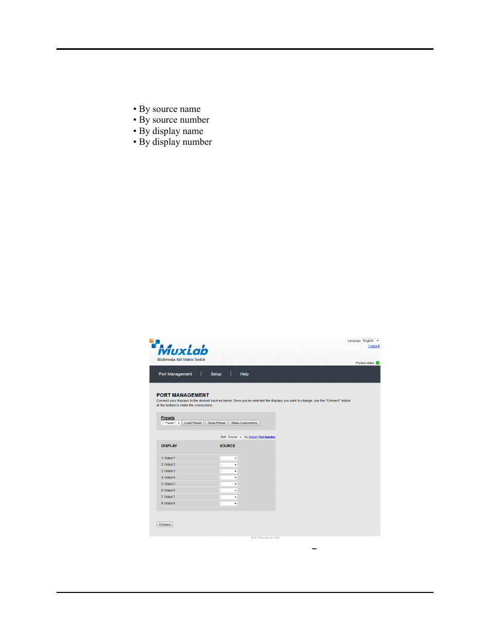 Muxlab HDMI 4x8 Matrix Switch, HDBT User Manual | Page 33 / 62