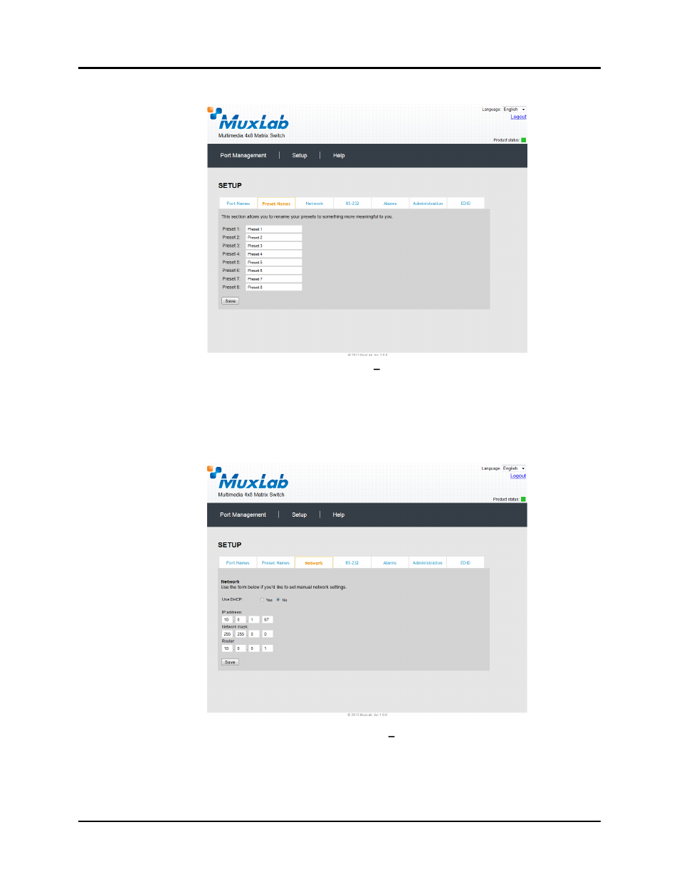 Muxlab HDMI 4x8 Matrix Switch, HDBT User Manual | Page 35 / 62