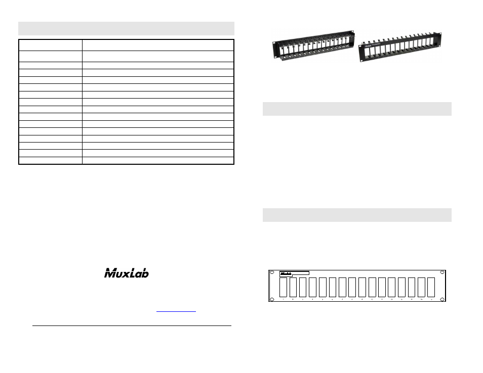 Muxlab Rackmount Balun Chassis 16 User Manual | 2 pages