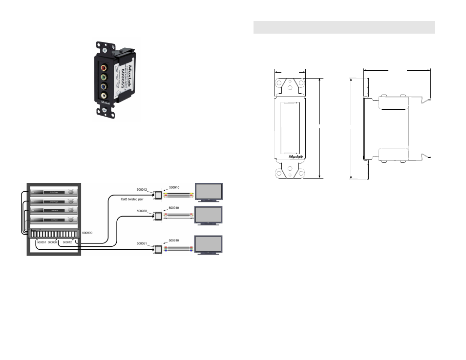 Technical drawing | Muxlab Wall Mount Balun Fixture User Manual | Page 2 / 2