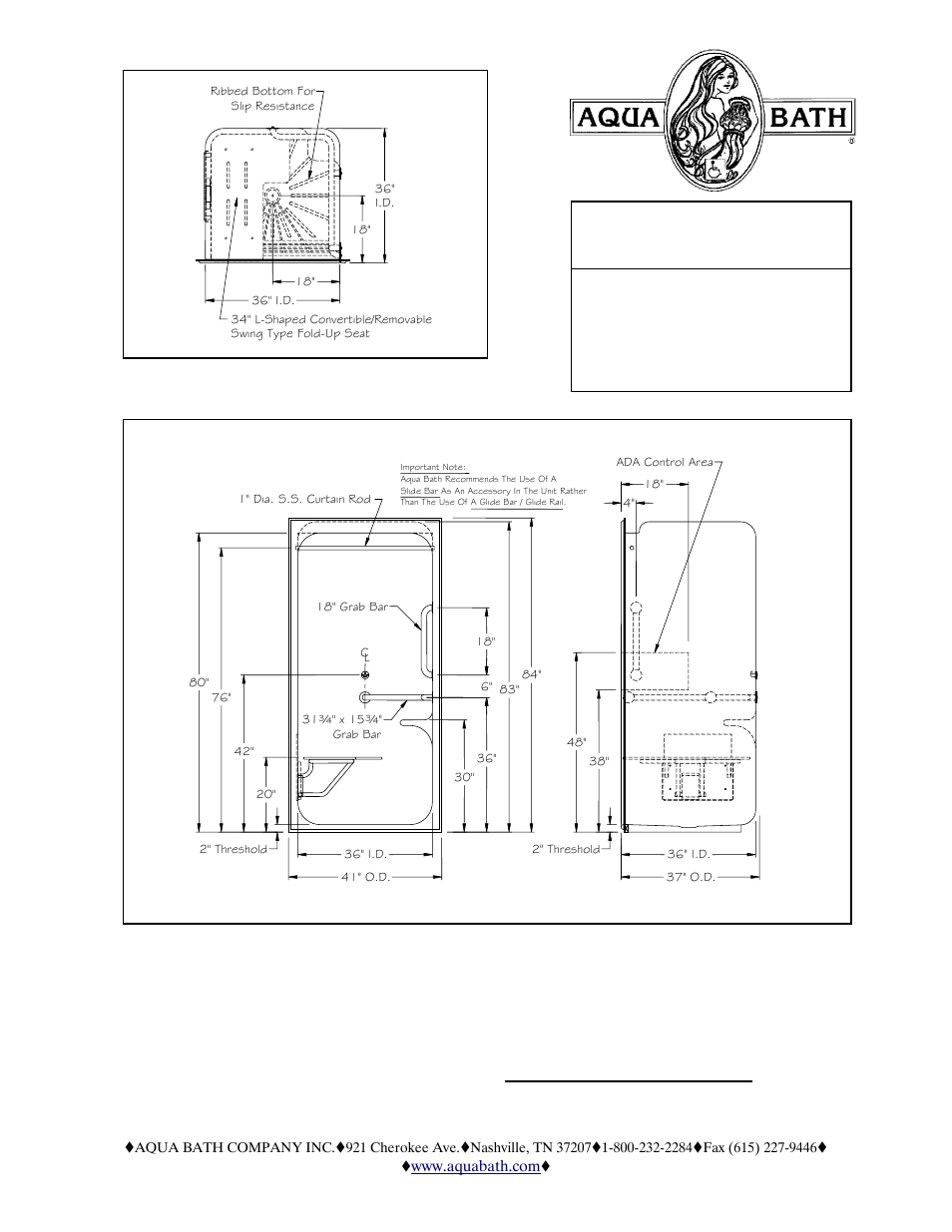 Aqua Bath C4136BF-FUS 2" CONV User Manual | 2 pages