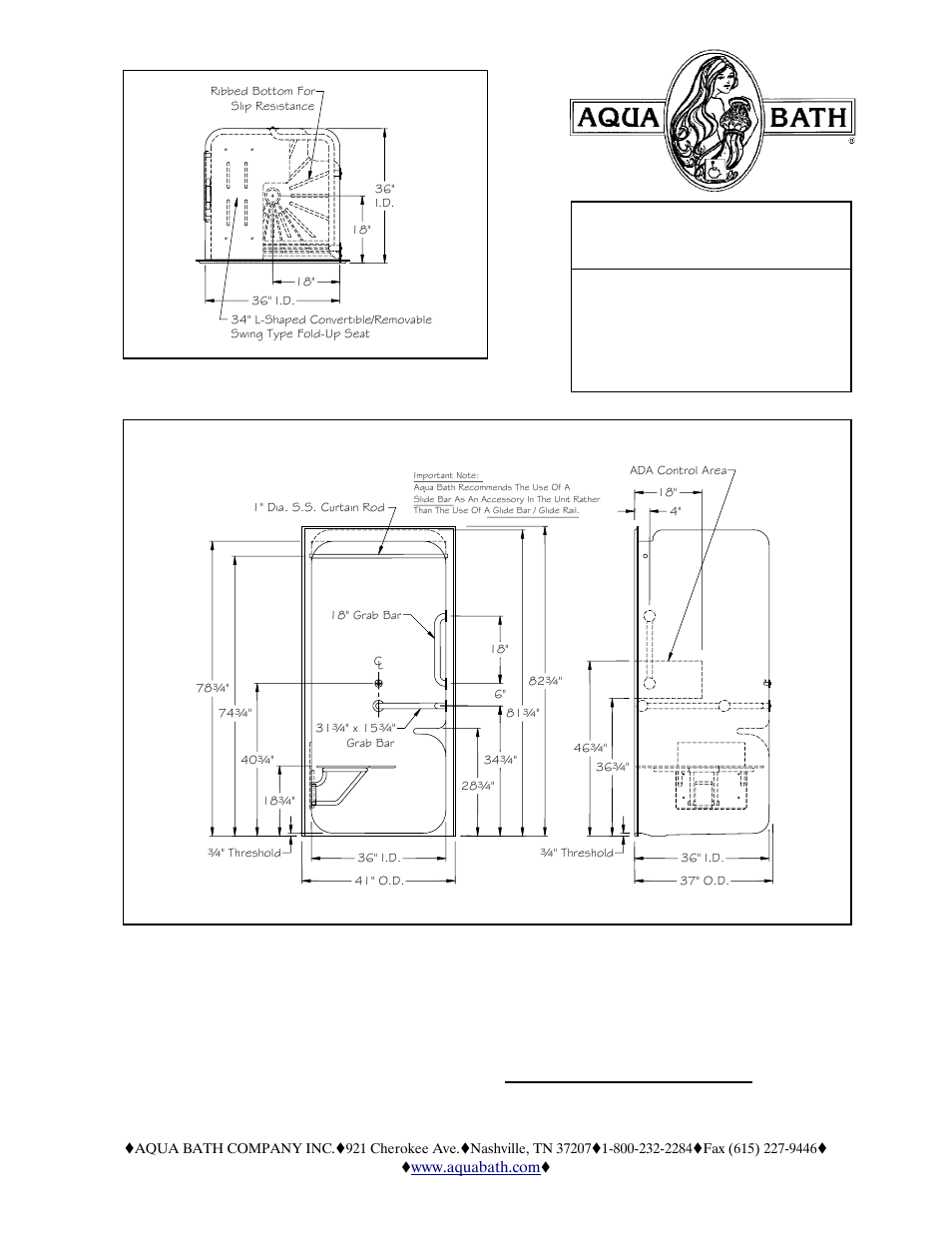 Aqua Bath C4136BF-FUS 3/4" CONV User Manual | 2 pages