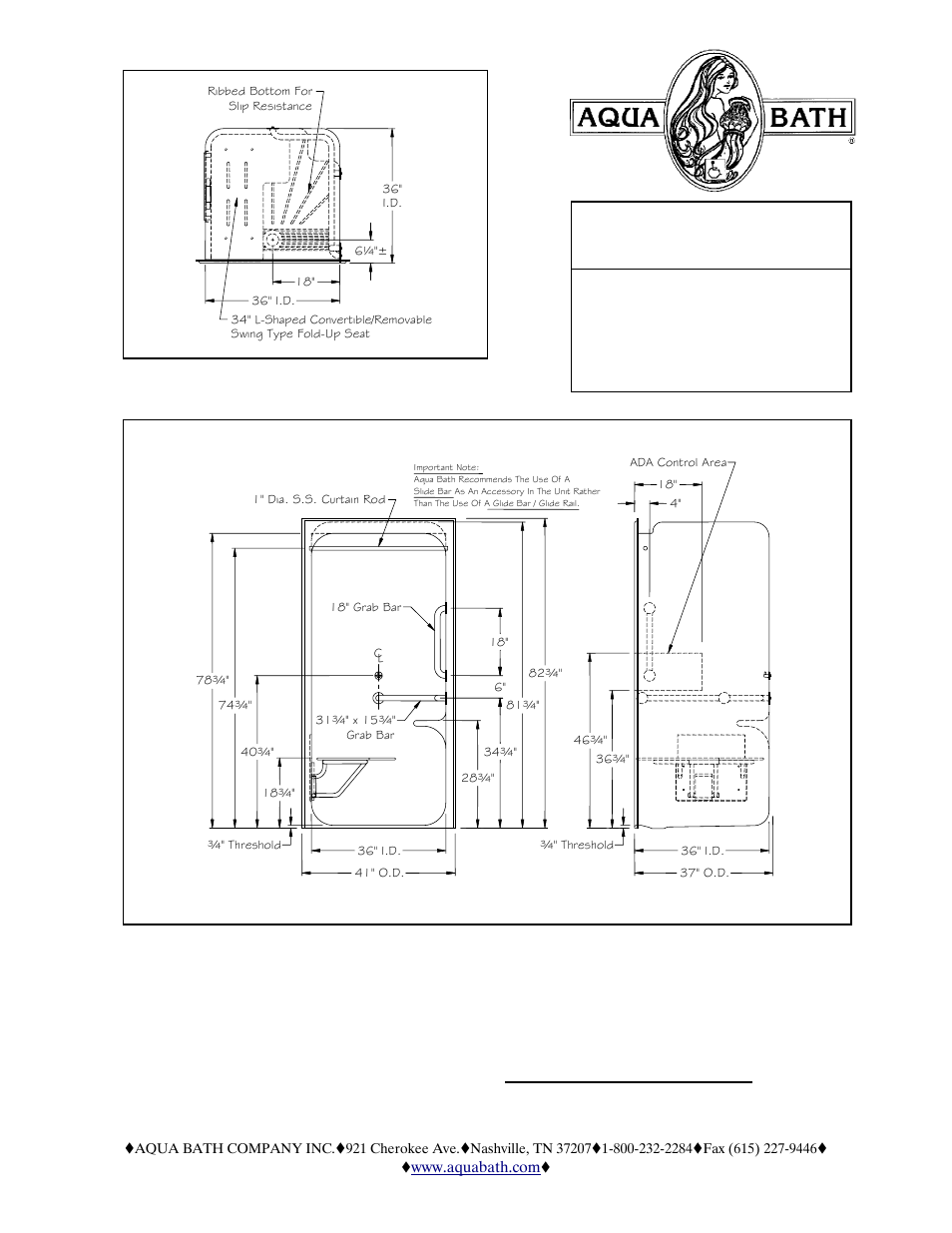 Aqua Bath C4136TD-FUS 3/4" CONV User Manual | 2 pages