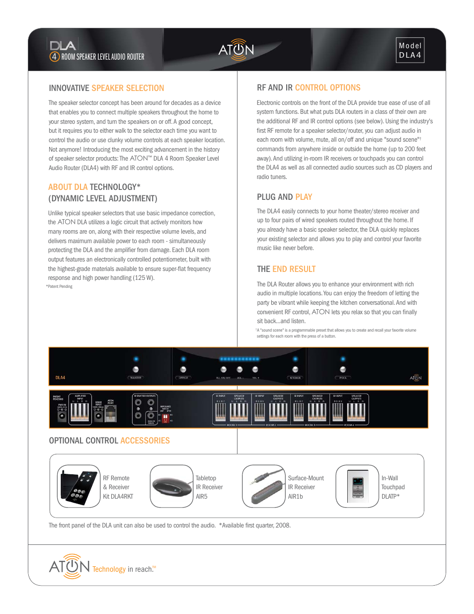 ATON Room Speaker Level Audio Router DLA4 User Manual | 2 pages