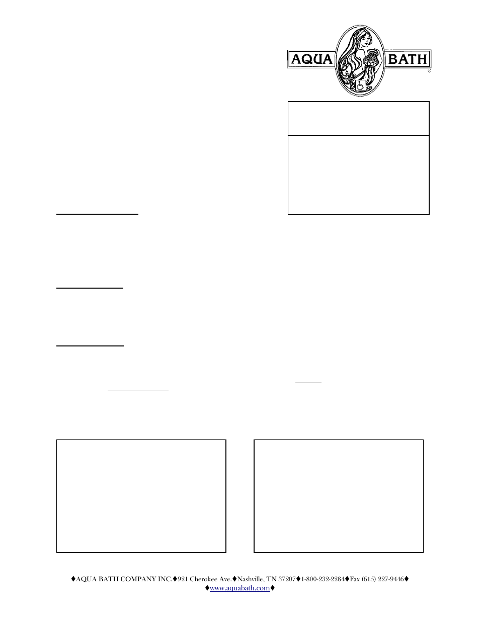 Roll-in shower stall | Aqua Bath C6536BF 2" (Std Center Drain) User Manual | Page 2 / 2