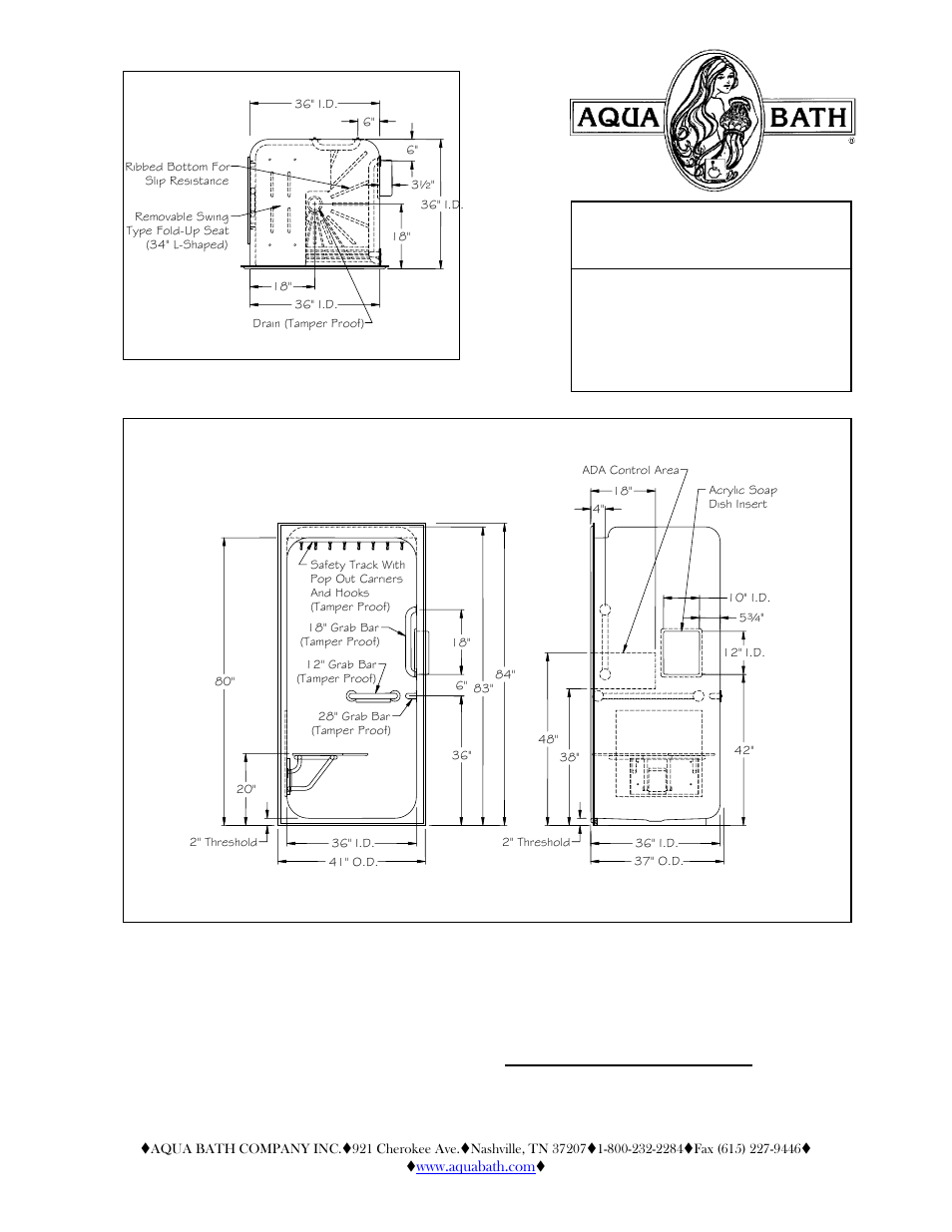 Aqua Bath C4136BF-FUS 2 REM SS PSY User Manual | 2 pages