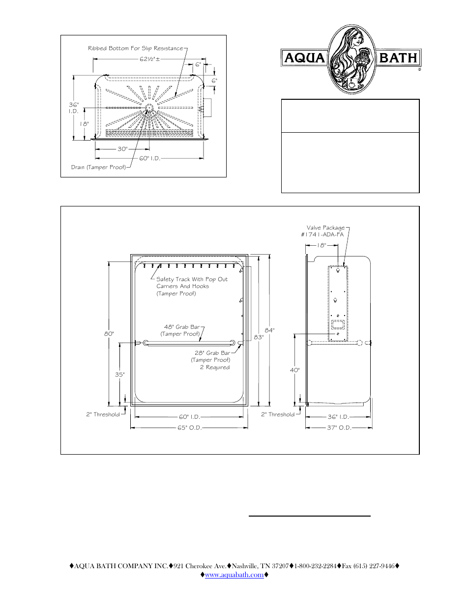 Aqua Bath C6536BF 2 PSY VP (valve pkg) User Manual | 2 pages