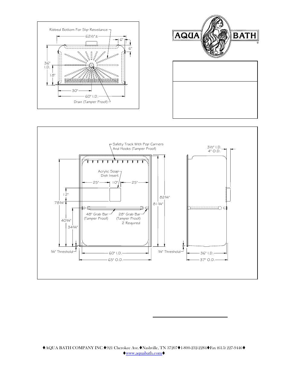 Aqua Bath C6536BF 3/4 PSY User Manual | 2 pages