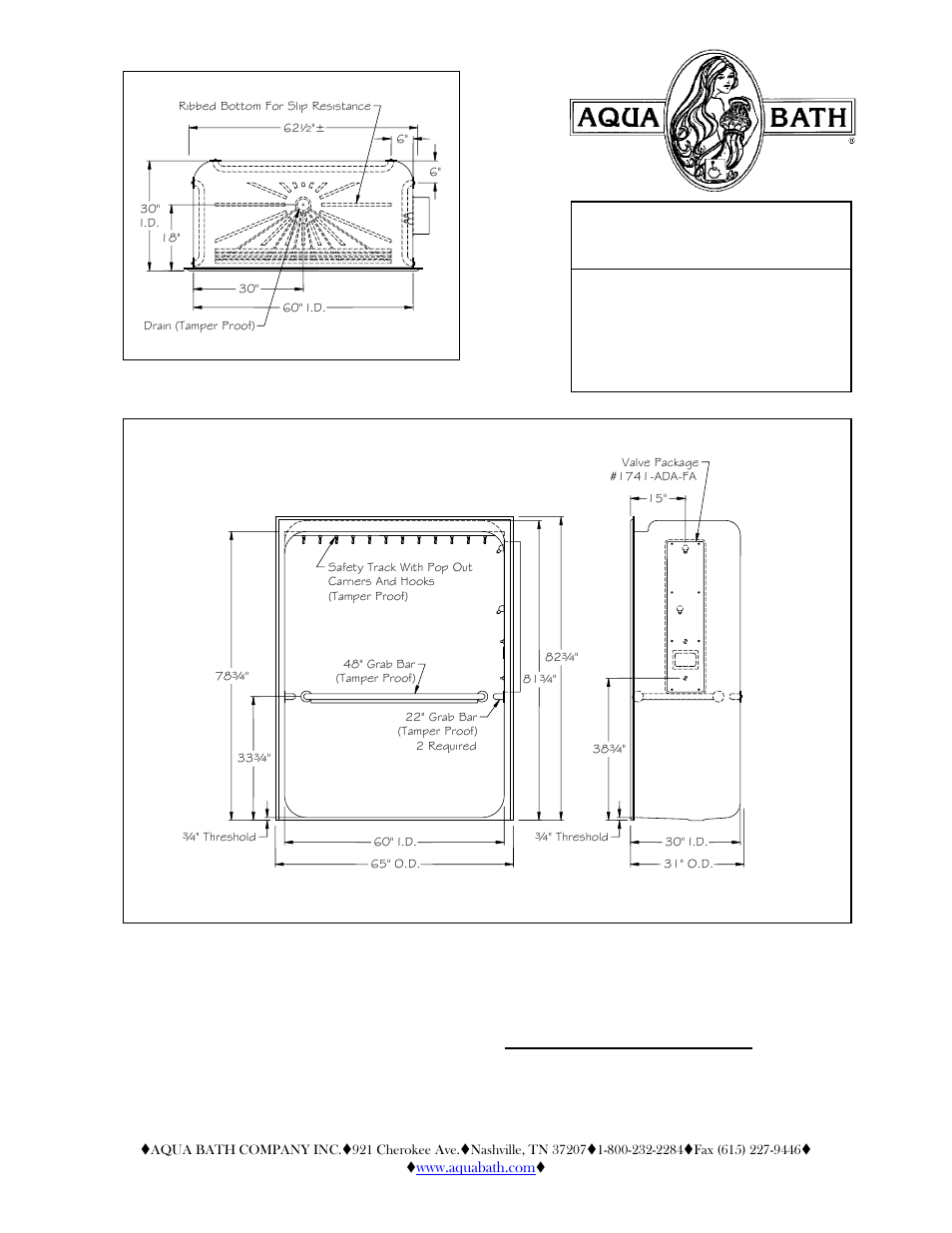 Aqua Bath C6530BF 3/4 PSY VP (valve pkg) User Manual | 2 pages