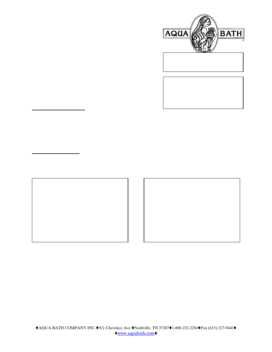 Aqua Bath P4834SH-4 Threshold User Manual | 3 pages