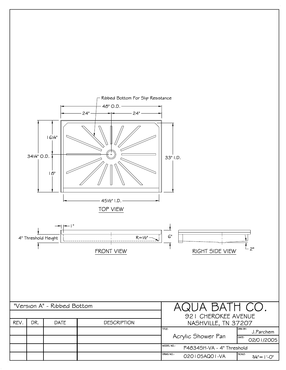 Aqua Bath P4834SH-4 Threshold User Manual | Page 2 / 3