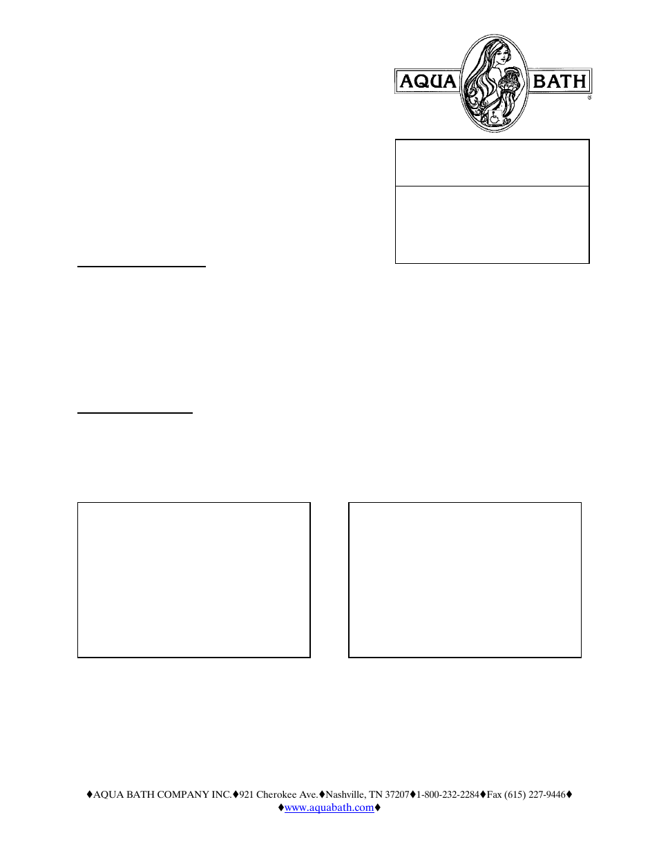 Aqua Bath P6042BF- Threshold User Manual | 3 pages