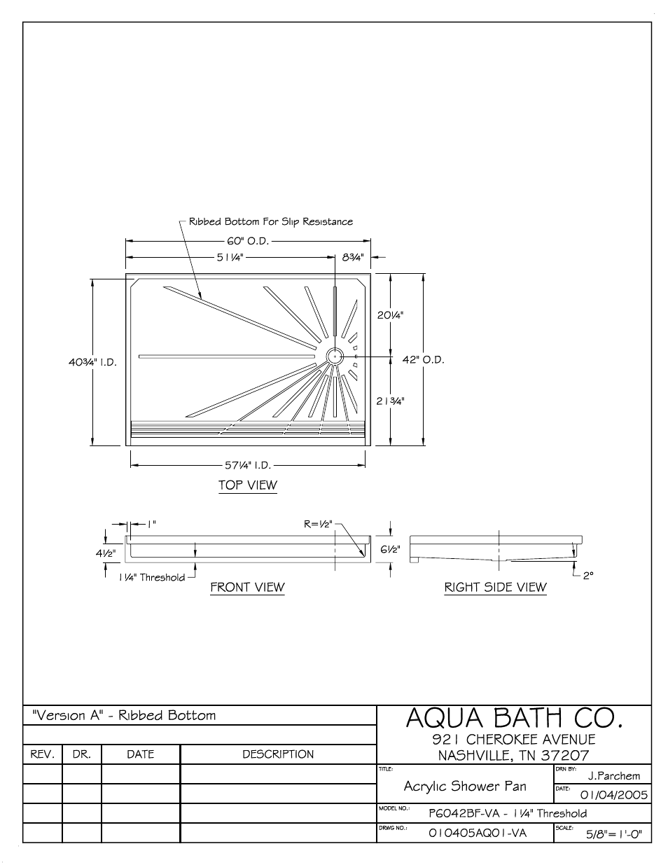 Aqua Bath P6042BF-1 Threshold User Manual | Page 2 / 3